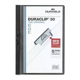 Durable 2200 Dura Clip Ortadan Klipsli 30 SY A4 Siyah Sıkıştırmalı Dosya