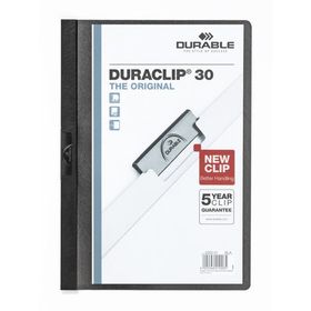 Durable 2200 Dura Clip Ortadan Klipsli 30 SY A4 Siyah Sıkıştırmalı Dosya