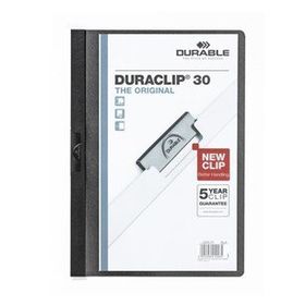 Durable 2200 Dura Clip Ortadan Klipsli 30 SY A4 Siyah Sıkıştırmalı Dosya