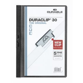 Durable 2200 Dura Clip Ortadan Klipsli 30 SY A4 Siyah Sıkıştırmalı Dosya