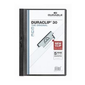 Durable 2200 Dura Clip Ortadan Klipsli 30 SY A4 Siyah Sıkıştırmalı Dosya