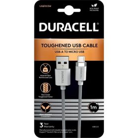 Duracell 1 mt USB-A to Micro Örgülü Beyaz Şarj Kablosu