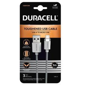 Duracell 1 mt USB-A to Micro Örgülü Beyaz Şarj Kablosu