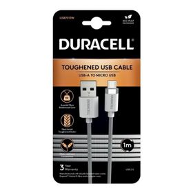 Duracell 1 mt USB-A to Micro Örgülü Beyaz Şarj Kablosu