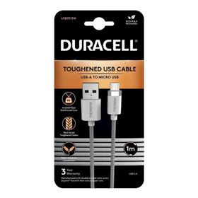 Duracell 1 mt USB-A to Micro Örgülü Beyaz Şarj Kablosu