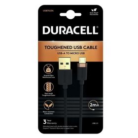 Duracell 2 mt USB-A to Micro Örgülü Siyah Şarj Kablosu
