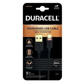 Duracell 2 mt USB-A to Micro Örgülü Siyah Şarj Kablosu