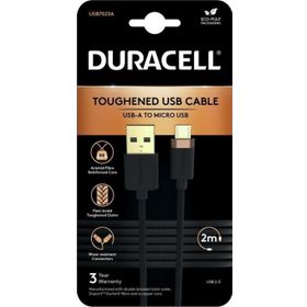 Duracell 2 mt USB-A to Micro Örgülü Siyah Şarj Kablosu