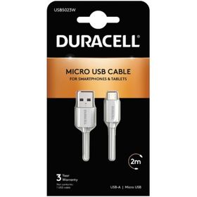 Duracell 2 mt USB-A to Micro Standart Beyaz Şarj Kablosu