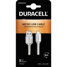 Duracell 2 mt USB-A to Micro Standart Beyaz Şarj Kablosu