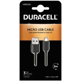 Duracell 2 mt USB-A to Micro Standart Siyah Şarj Kablosu