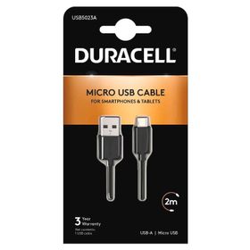 Duracell 2 mt USB-A to Micro Standart Siyah Şarj Kablosu