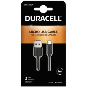 Duracell 2 mt USB-A to Micro Standart Siyah Şarj Kablosu