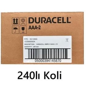 Duracell 240'lı Koli Simply AAA Alkalin İnce Pil