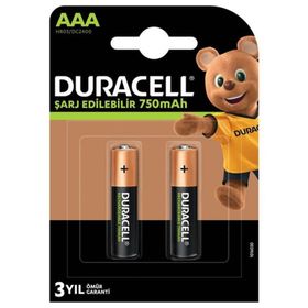 Duracell AAA 750 mAh 1.2 V Şarj Edilebilir 2'li İnce Kalem Pil