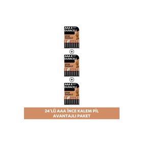 Duracell Alkalin AA 1.5 V LR03-MN2400 24'lü Paket İnce Kalem Pil
