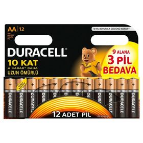 Duracell Alkalin AA 12'li Kartela Kalem Pil