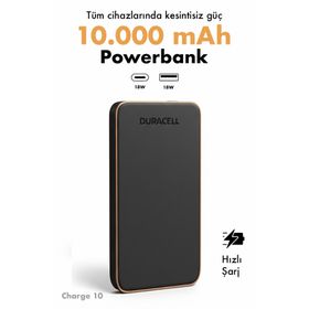 Duracell Charge 10 Slimline DRPB3010A 10000 mAh 18 W Powerbank