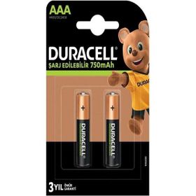 Duracell HR03 750 mAh 1.2V Şarj Edilebilir 2'li İnce Kalem Pil