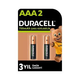 Duracell HR03 750 mAh 1.2V Şarj Edilebilir 2'li İnce Kalem Pil