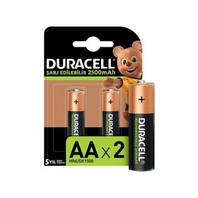 Duracell HR6/DX1500 2’li 1 Paket Şarj Edilebilir AA 2500MAH Piller