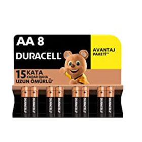 Duracell LR6/MN1500 8 Adet Alkalin AA Kalem Pil