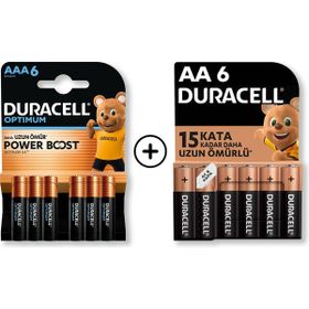Duracell Optimum MX1500 AA 6'lı + MX2400 AAA 6'lı Alkalin Piller