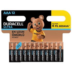 Duracell Ultra Alkalin 12’li Paket AAA Piller