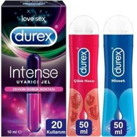 Durex 10 ml Intense Uyarıcı Jel 30 ml Çilek Hazzı ve 30 ml Play Hisset Jel