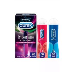 Durex 10 ml Intense Uyarıcı Jel 30 ml Çilek Hazzı ve 30 ml Play Hisset Jel