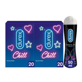 Durex 40’lı Chill Karma Prezervatif Ekstra Avantaj Paketi + Durex 50 ml Extreme Jel