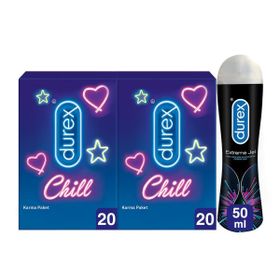 Durex 40’lı Chill Karma Prezervatif Ekstra Avantaj Paketi + Durex 50 ml Extreme Jel
