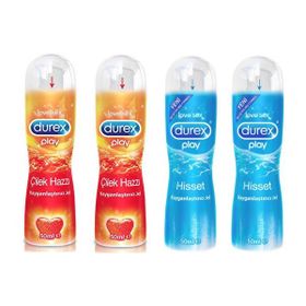 Durex 50 ml x 2 Adet Play Su Bazlı + 50 ml x 2 Adet Çilek Aromalı Kayganlaştırıcı