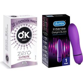 Durex Intense 20'li Prezervatif + Delight Bullet Vibratör