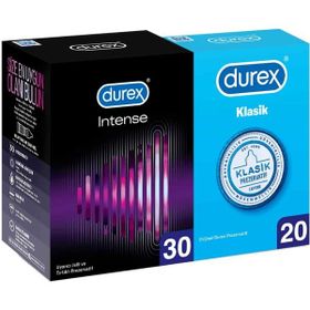 Durex Intense 30'lu Uyarıcı Prezervatif + 20'li Klasik Kondom