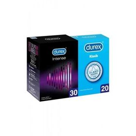 Durex Intense 30'lu Uyarıcı Prezervatif + 20'li Klasik Kondom