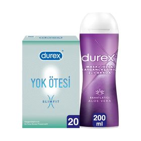 Durex Yok Ötesi Slim Fit 20'li İnce Prezervatif + 200 ml Aloe Vera Kayganlaştırıcı Jel