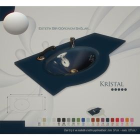 Duru Cam Kristal Modeli 80x56 cm Cam Lavabo