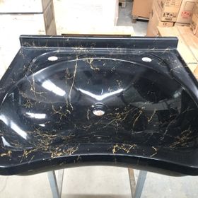 Duru Cam Siyah 60x60 cm Dökme Akrilik Berber Lavabosu