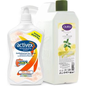 Duru Limon Kolonyası Bidon 900 ml ve Activex Antibakteriyel Aktif 700 ml Sıvı Sabun