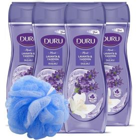 Duru Moods 4x450 ml Lavanta Yasemin Duş Jeli + Duş Lifi