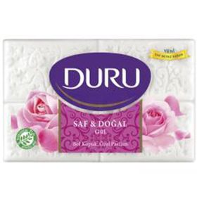 Duru Saf ve Doğal Gül 150 gr x4'lü 3 Adet Banyo Sabunu