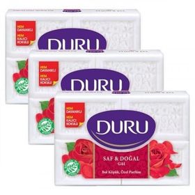 Duru Saf ve Doğal Gül 150 gr x4'lü 3 Adet Banyo Sabunu