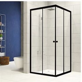 Durul 100 x 120 Duş Teknesiz 4 mm H:180 cm Kare Siyah Profil Şeffaf Duşakabin