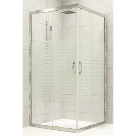 Durul 100X100 cm Kare 5 mm Çizgili Cam Yükseklik 190 cm Duşakabin