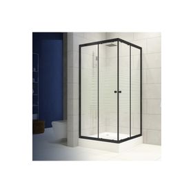 Durul 100x100 Kare Siyah Profil Çizgili Duş Teknesiz 5 mm 180 cm Duşakabin