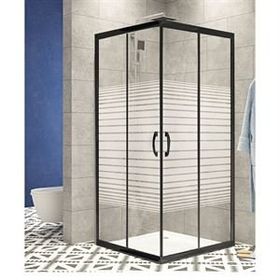 Durul 100x100 Kare Siyah Profil Çizgili Duş Teknesiz 5 mm 180 cm Duşakabin