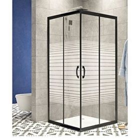 Durul 100x100 Kare Siyah Profil Çizgili Duş Teknesiz 5 mm 180 cm Duşakabin