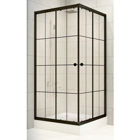 Durul 100x100 Kare Siyah Profil Çizgili Duş Teknesiz 5 mm 180 cm Duşakabin