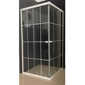 Durul 100x105 cm Kare 5 mm Buzlu Beyaz Çizgi Yükseklik 190 cm Duşakabin